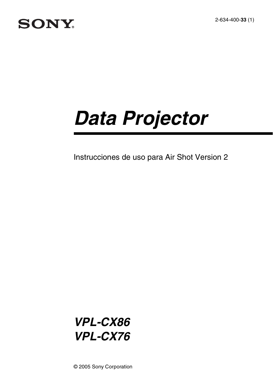 Sony VPL CX76 Manual del usuario | Páginas: 36