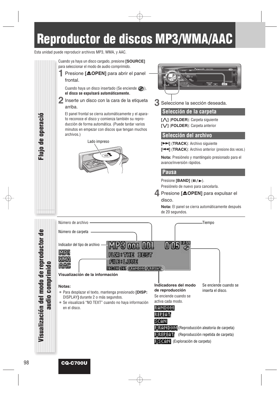 reproductor de discos mp3 wma aac, flujo de operaci panasonic cq Panasonic Microwave