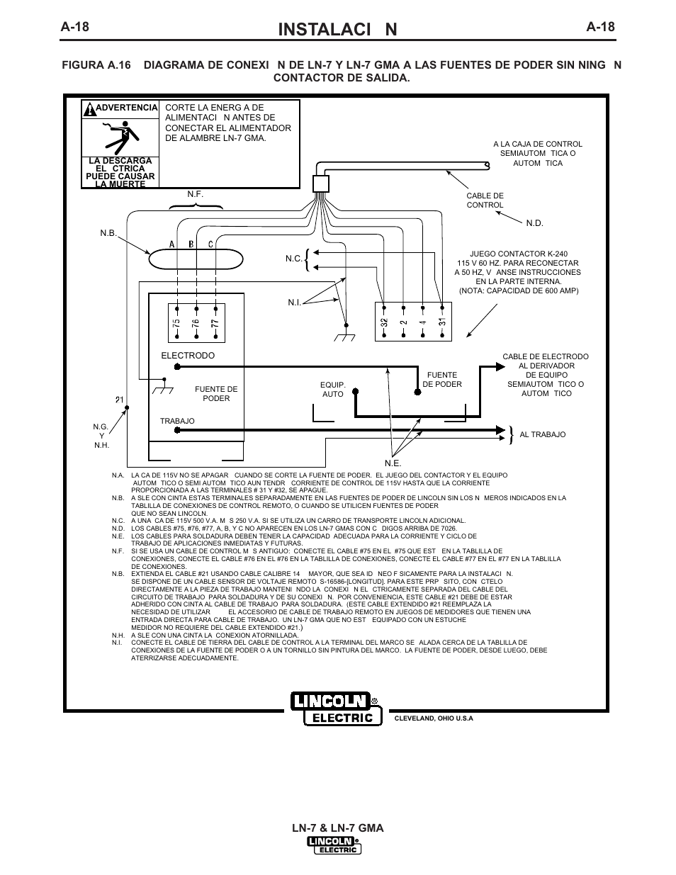 Instalaci ó n, A-18, Ln-7 & ln-7 gma