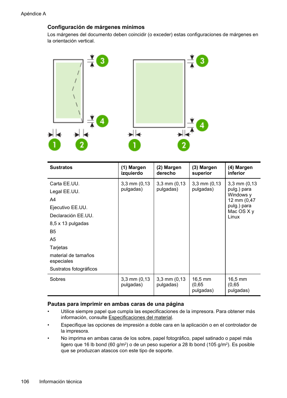 Configuración de márgenes mínimos | HP Impresora HP Officejet Pro 8100 ePrinter - N811a N811d Manual