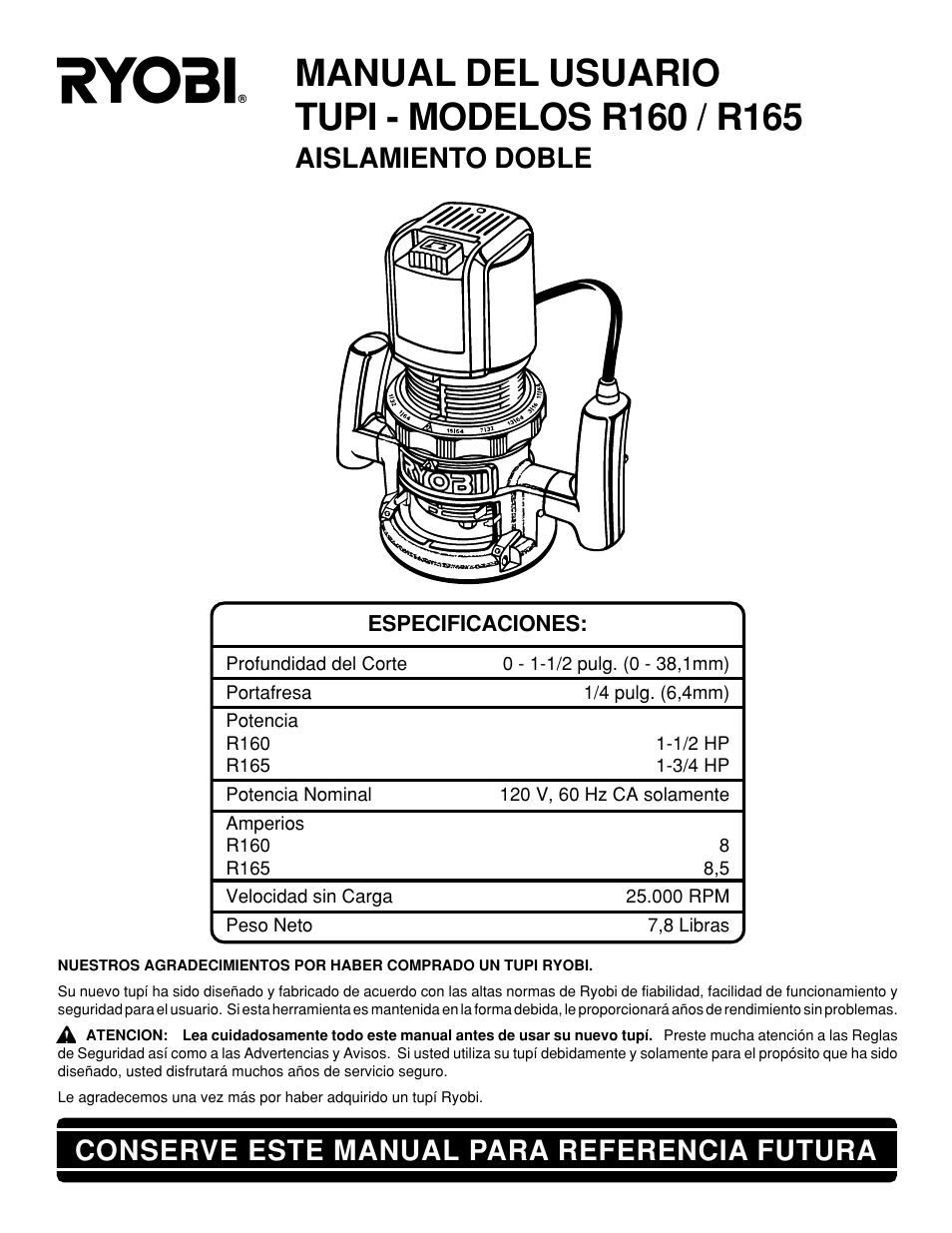 ryobi r160 manual Rules for safe operation, warning | ryobi r160 user manual | page.