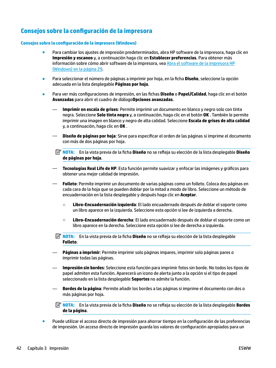Consejos sobre la configuración de la impresora | HP DeskJet GT 5820 Manual del usuario | Página 48 / 136