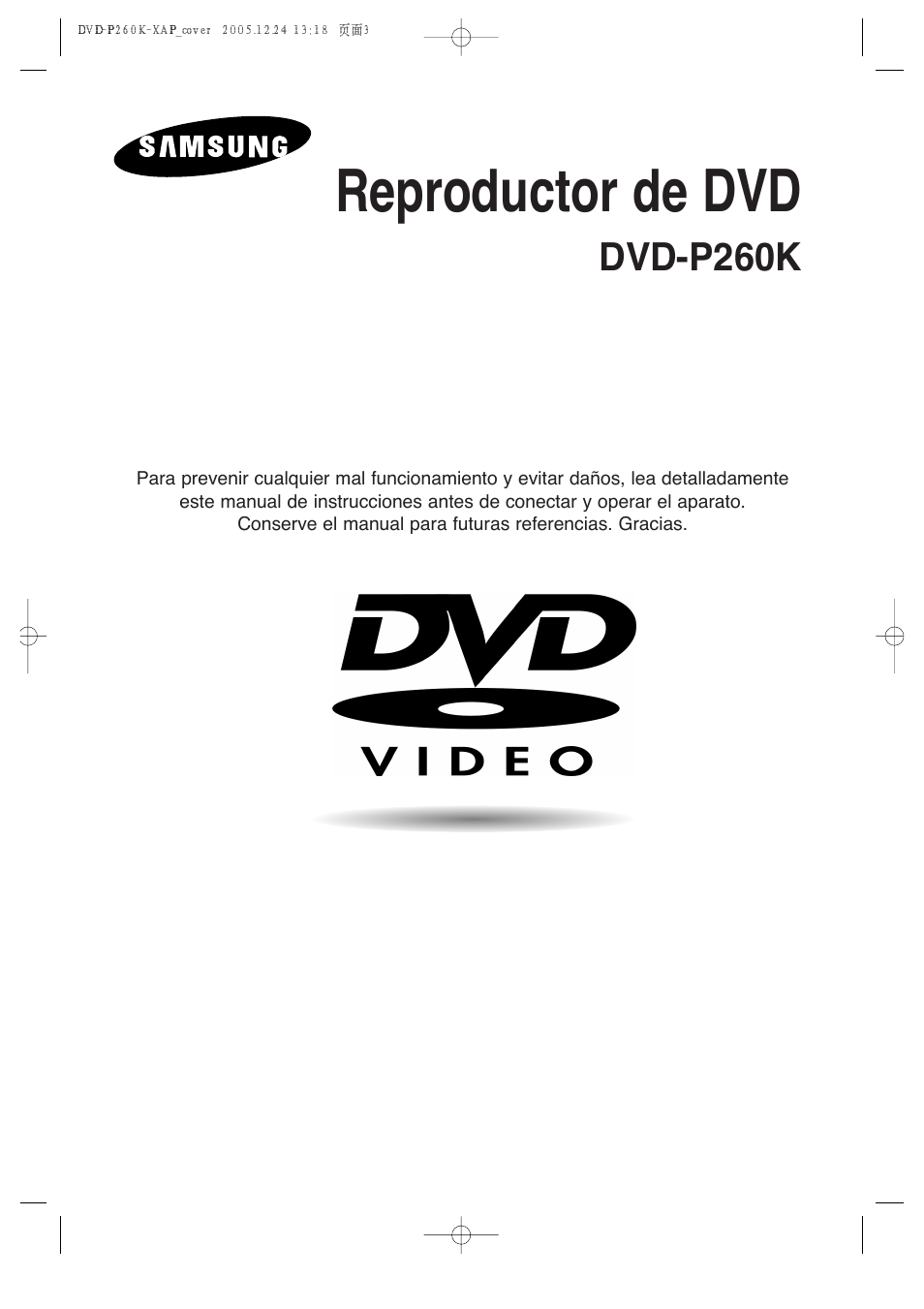 Samsung DVD-P260K Manual del usuario | Páginas: 44