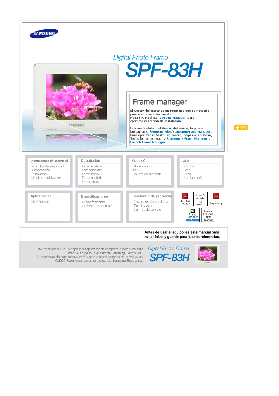 Samsung Model SPF-83H Manual del usuario | Páginas: 28