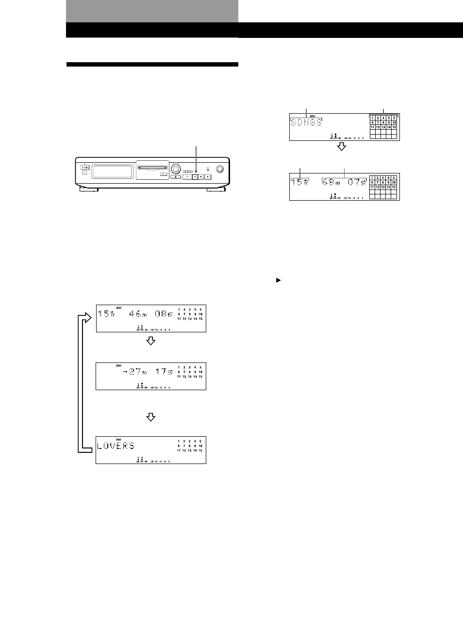 Skivspelning på md-spelare, Hur teckenfönstret används | Sony MINIDISC DECK MDS-JE320 Manual del usuario | Página 70 / 88