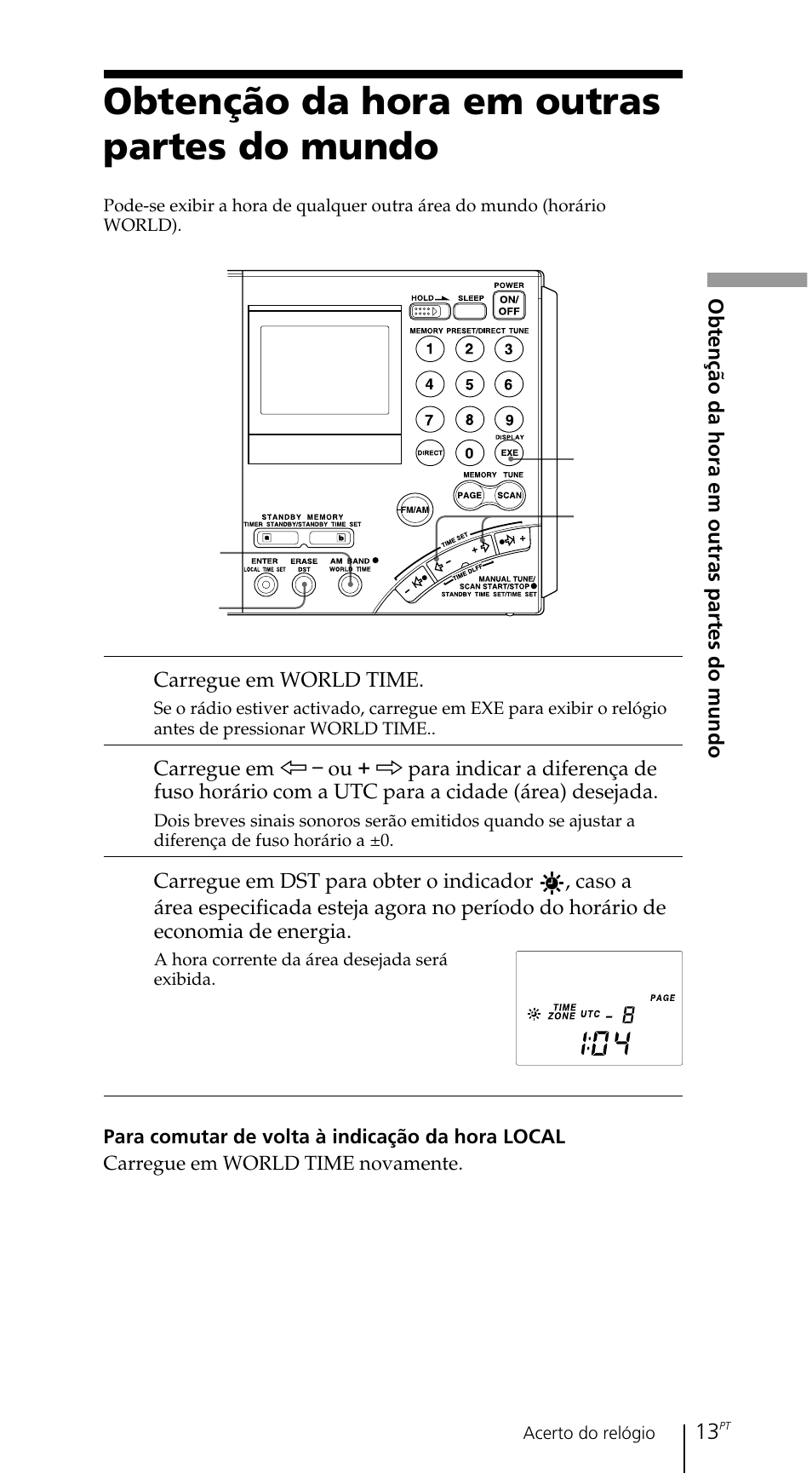Obtenção da hora em outras partes do mundo | Sony ICF-SW7600GR User Manual | Page 213 / 242