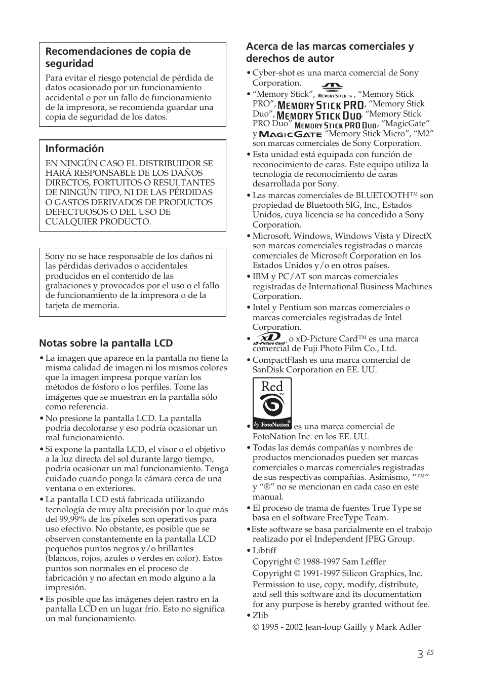 Sony DPP-FP70 Manual del usuario | Página 3 / 84