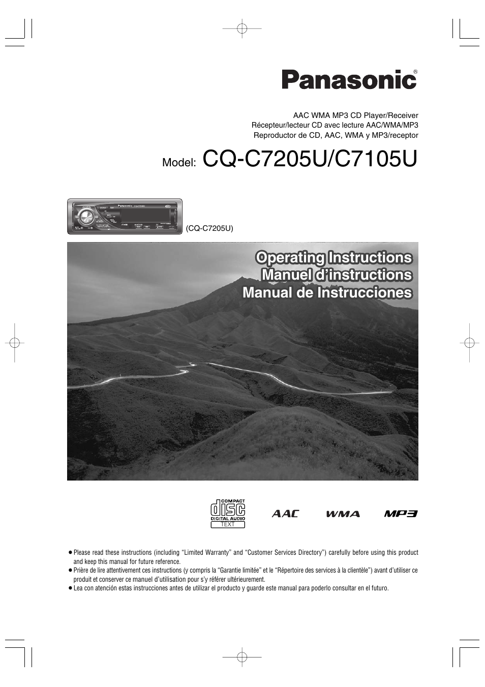 Panasonic CQ-C7205U Manual del usuario | Páginas: 66