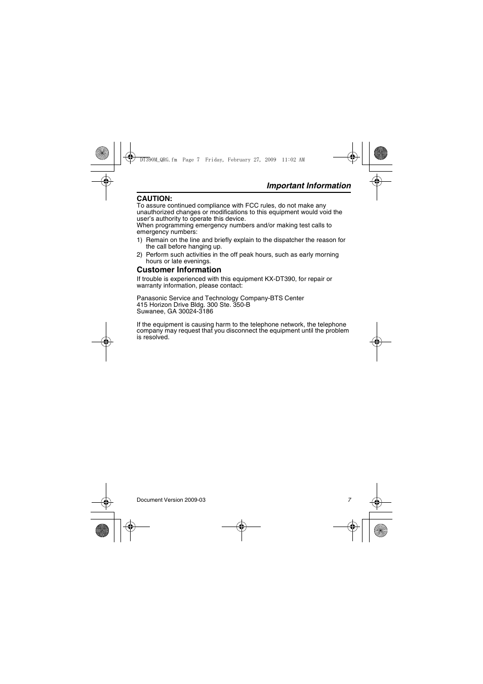 Panasonic KX-DT390 User Manual | Page 7 / 8