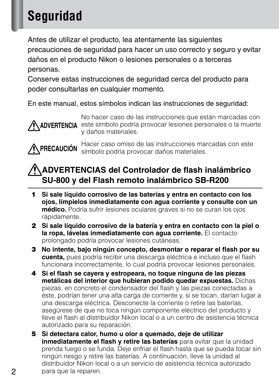 Seguridad | Nikon HO98751 Manual del usuario | Página 4 / 136