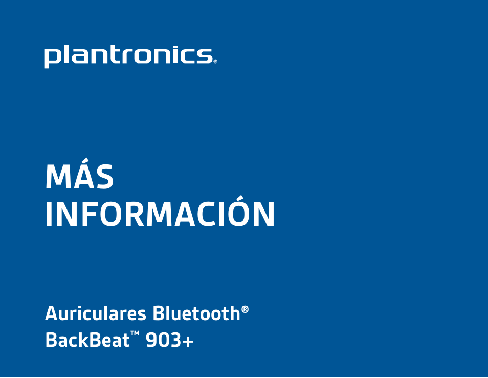 Plantronics Backbeat 903+ Manual del usuario | Páginas: 8