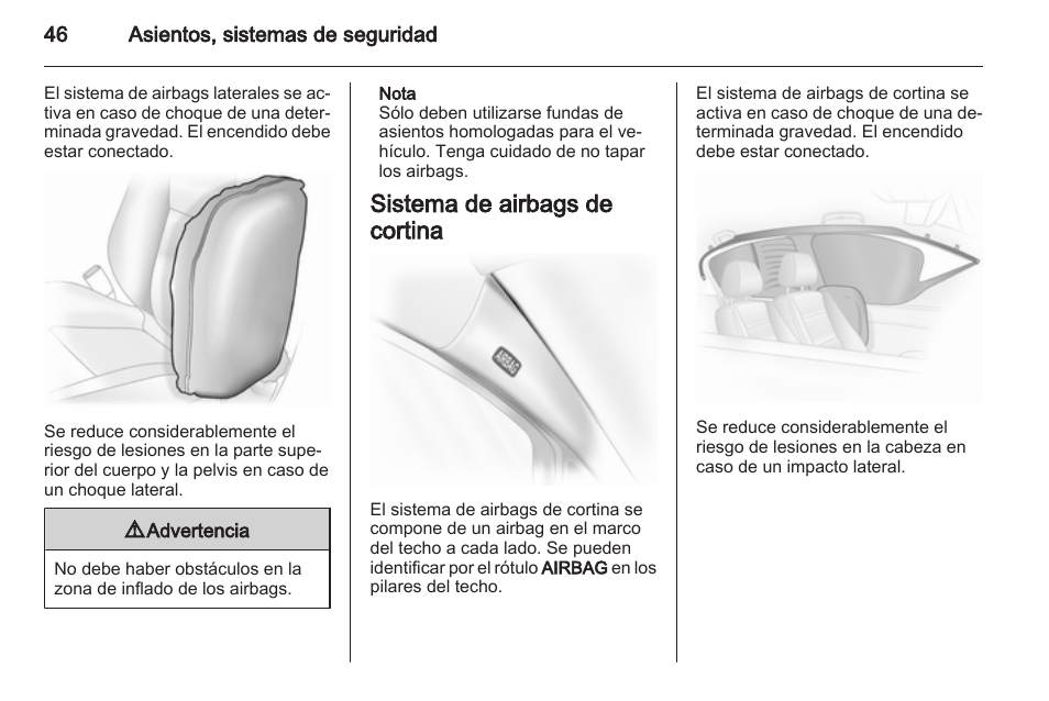 Sistema de airbags de cortina | OPEL Corsa Manual del usuario | Página 47 / 240