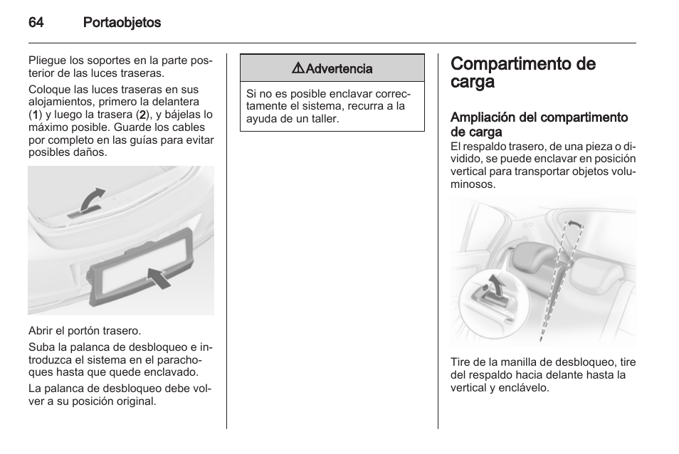 Compartimento de carga | OPEL Corsa Manual del usuario | Página 65 / 240