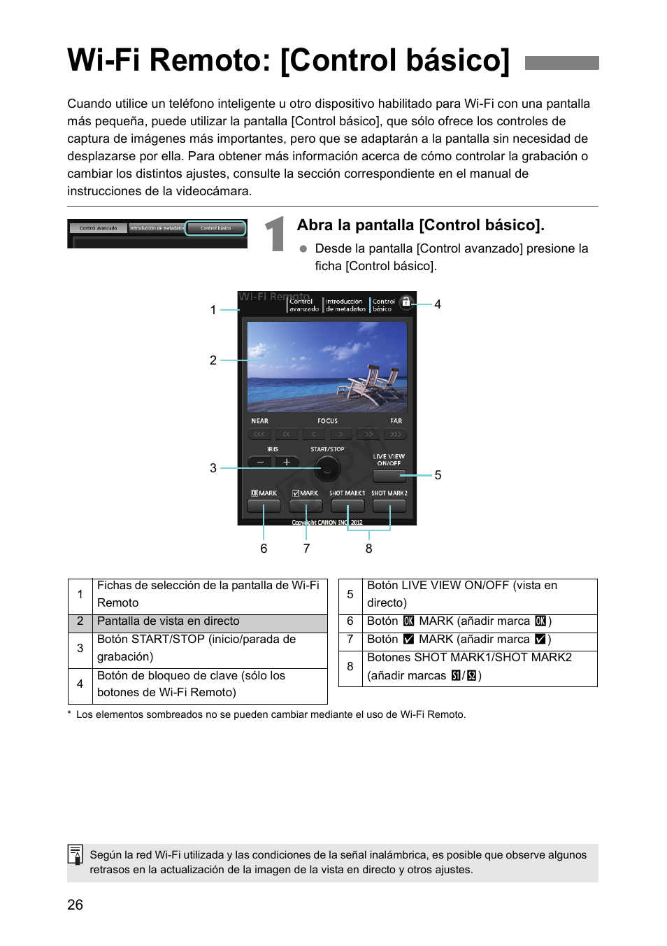 Wi-fi remoto: [control básico, Cop y | Canon EOS C500 Manual del usuario | Página 26 / 45