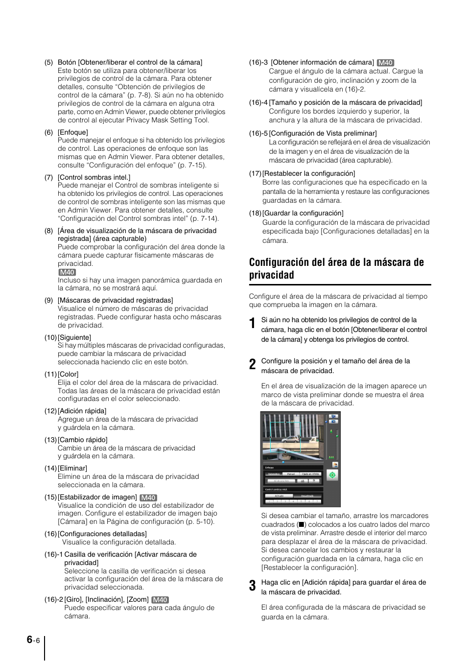 Configuración del área de la máscara de privacidad | Canon VB-M700F Manual del usuario | Página 84 / 159