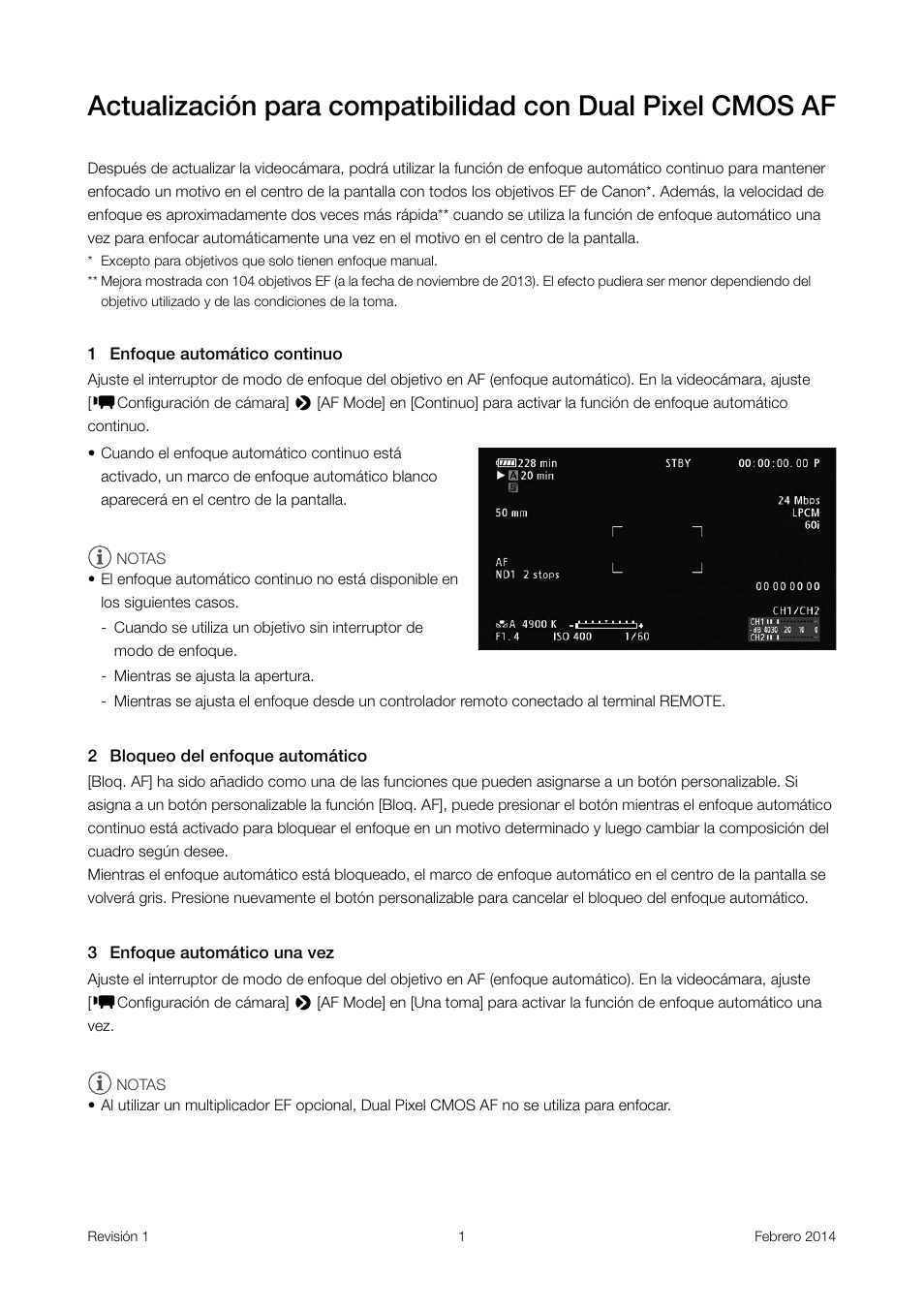 Canon EOS C100 Manual del usuario | Páginas: 1