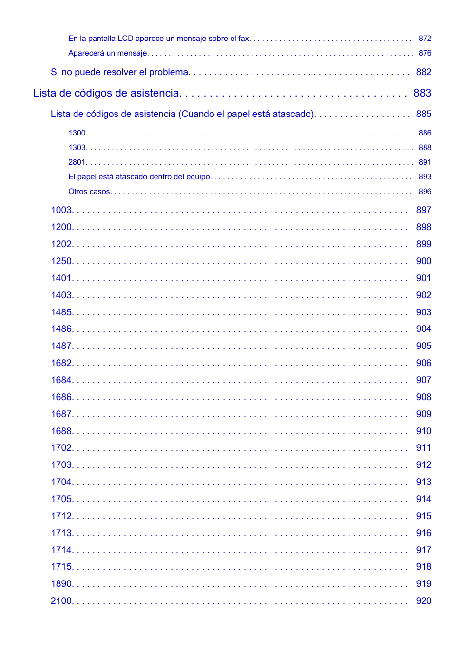 Lista de códigos de asistencia | Canon PIXMA MX475 Manual del usuario | Página 14 / 973
