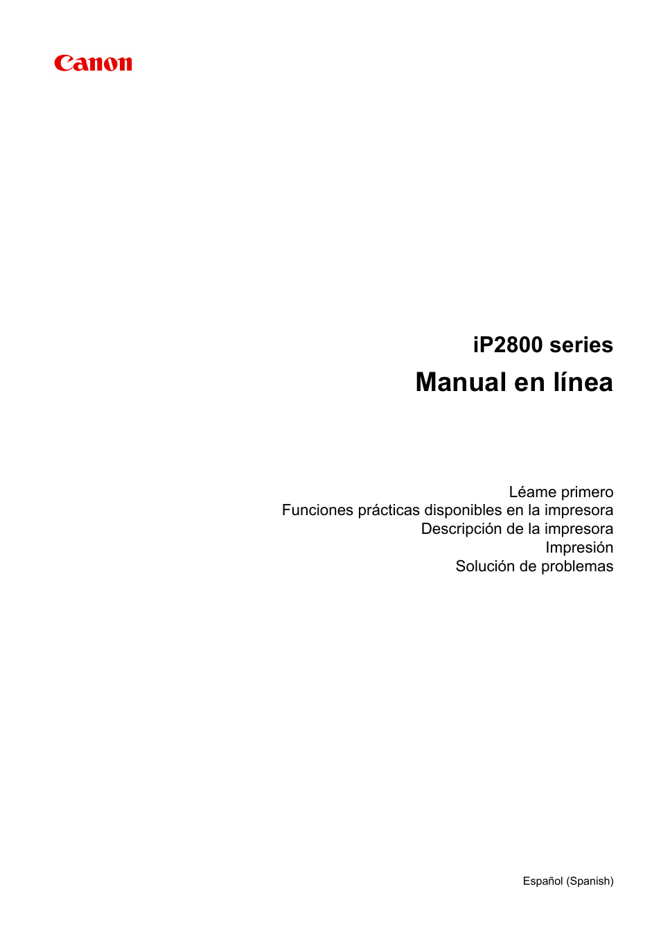 Canon PIXMA iP2850 Manual del usuario | Páginas: 254