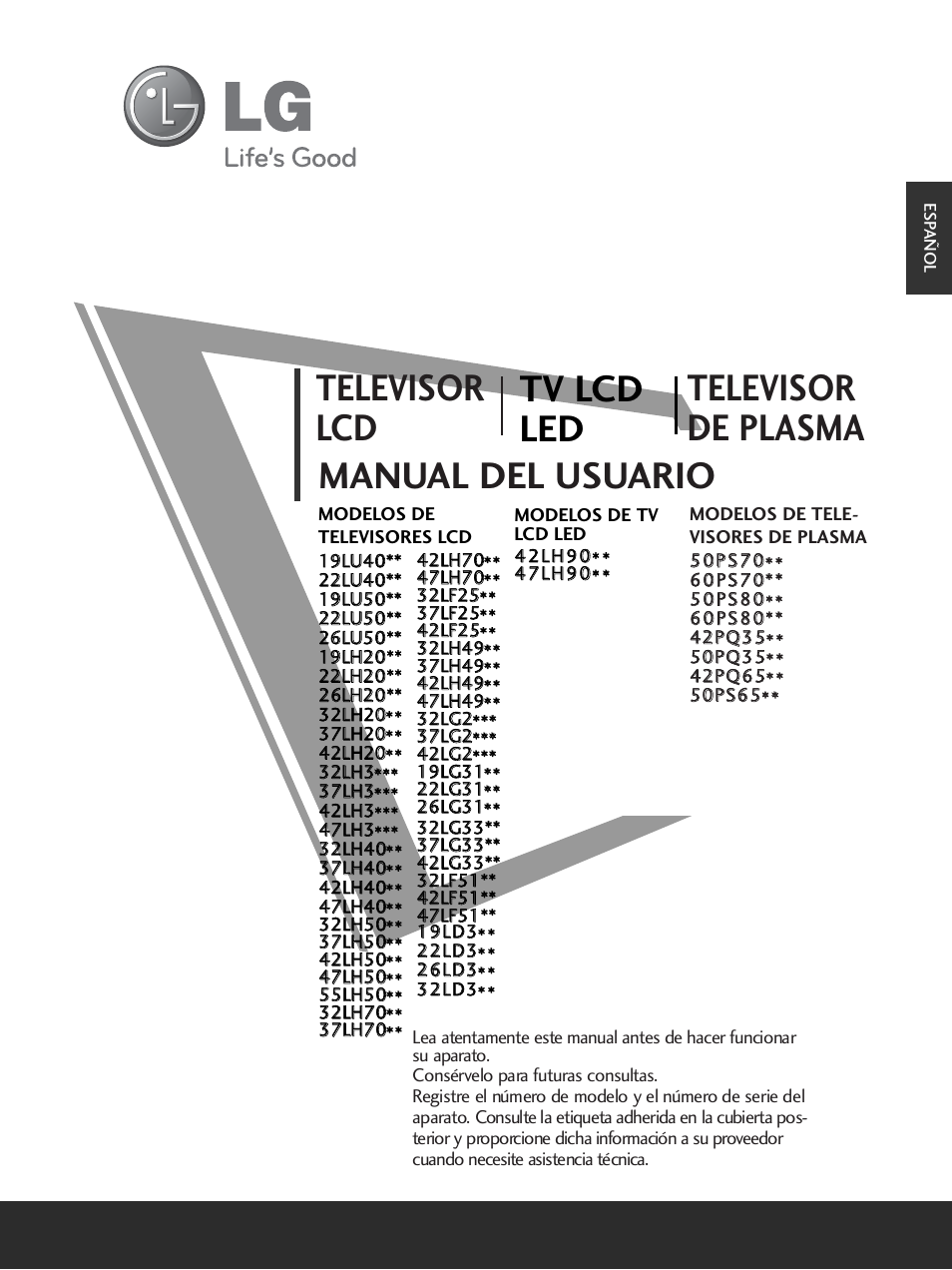 LG 32LH40 Manual del usuario | Páginas: 180
