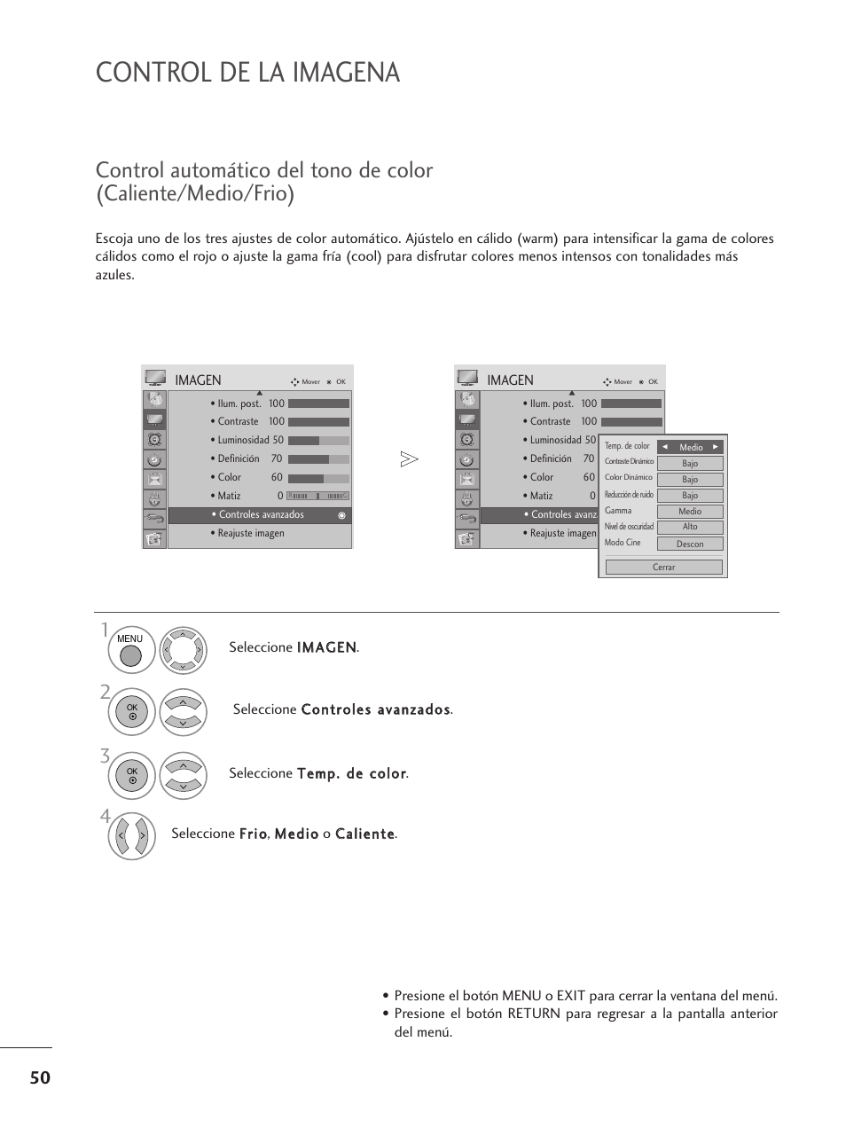 Control de la imagena | LG M1962D-PZ Manual del usuario | Página 52 / 124
