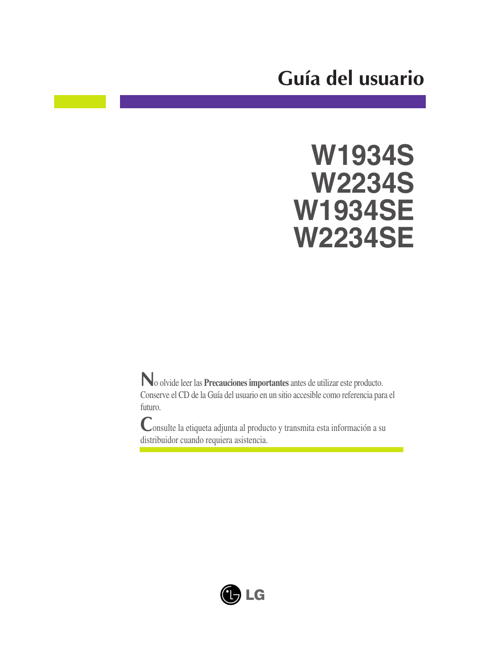 LG W2234S-BN Manual del usuario | Páginas: 27