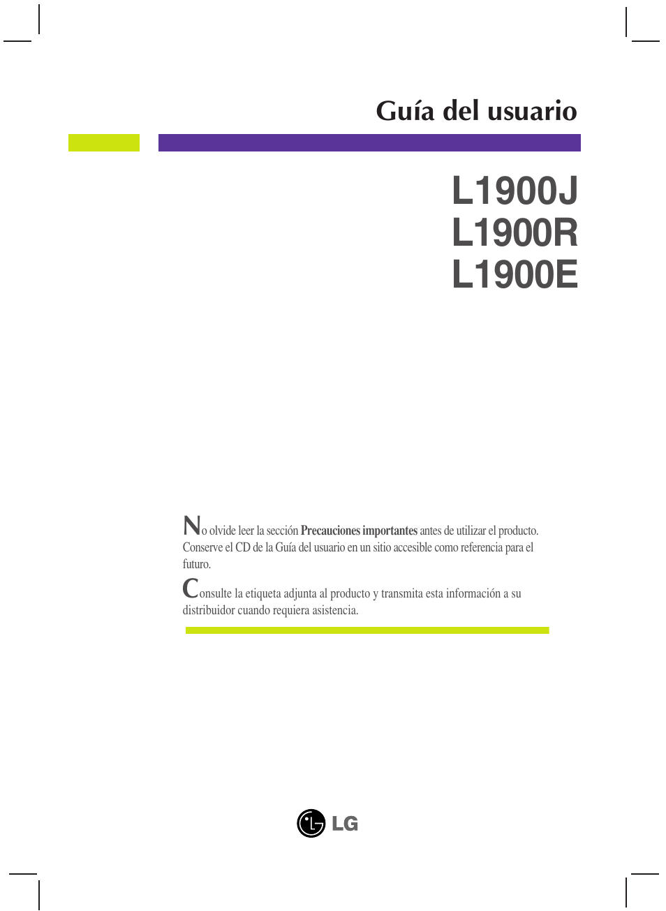 LG L1900R-BF Manual del usuario | Páginas: 17