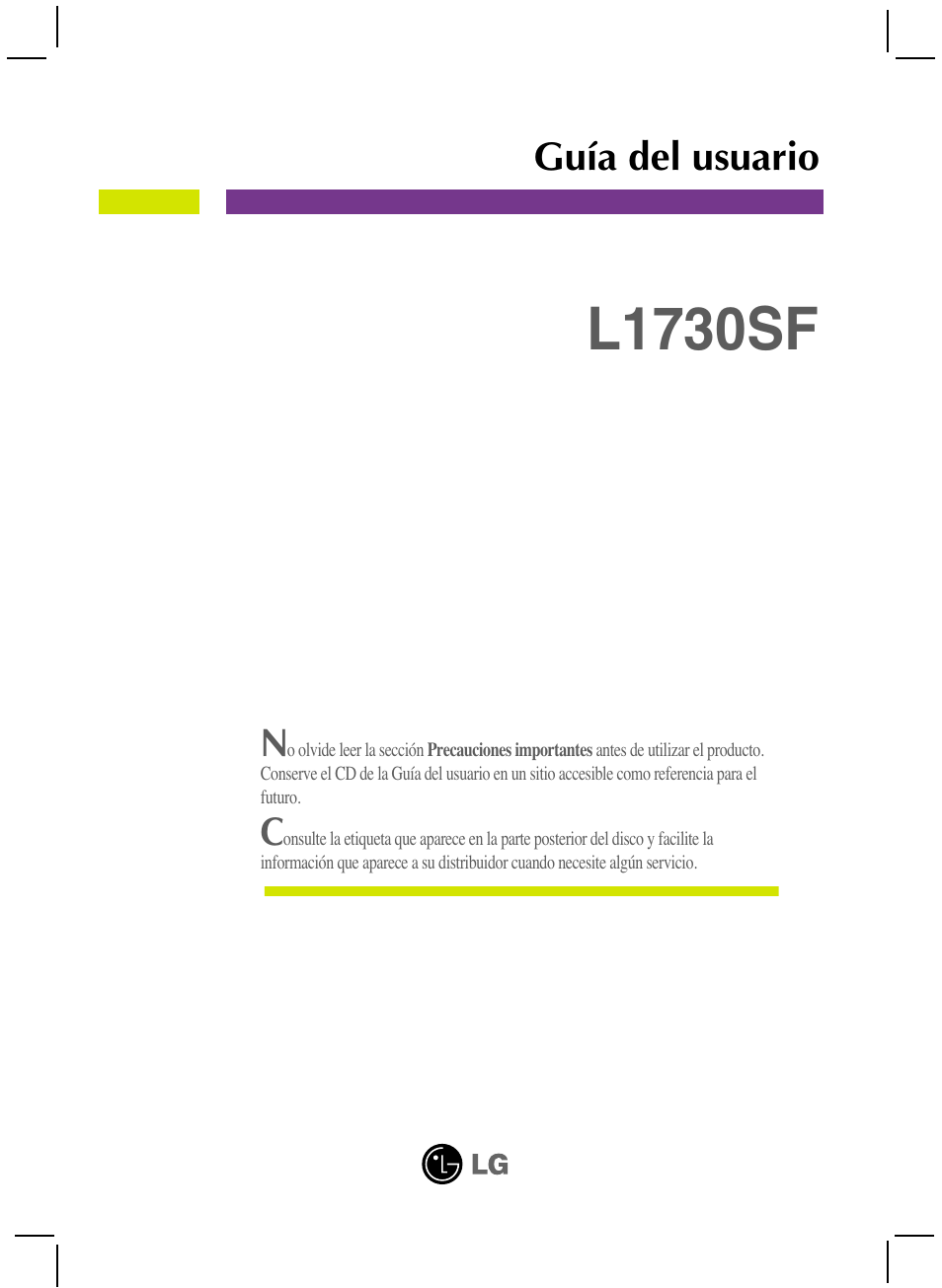 LG L1730SF Manual del usuario | Páginas: 26