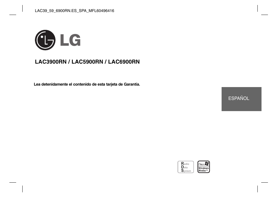 LG LAC3900RN Manual del usuario | Páginas: 16