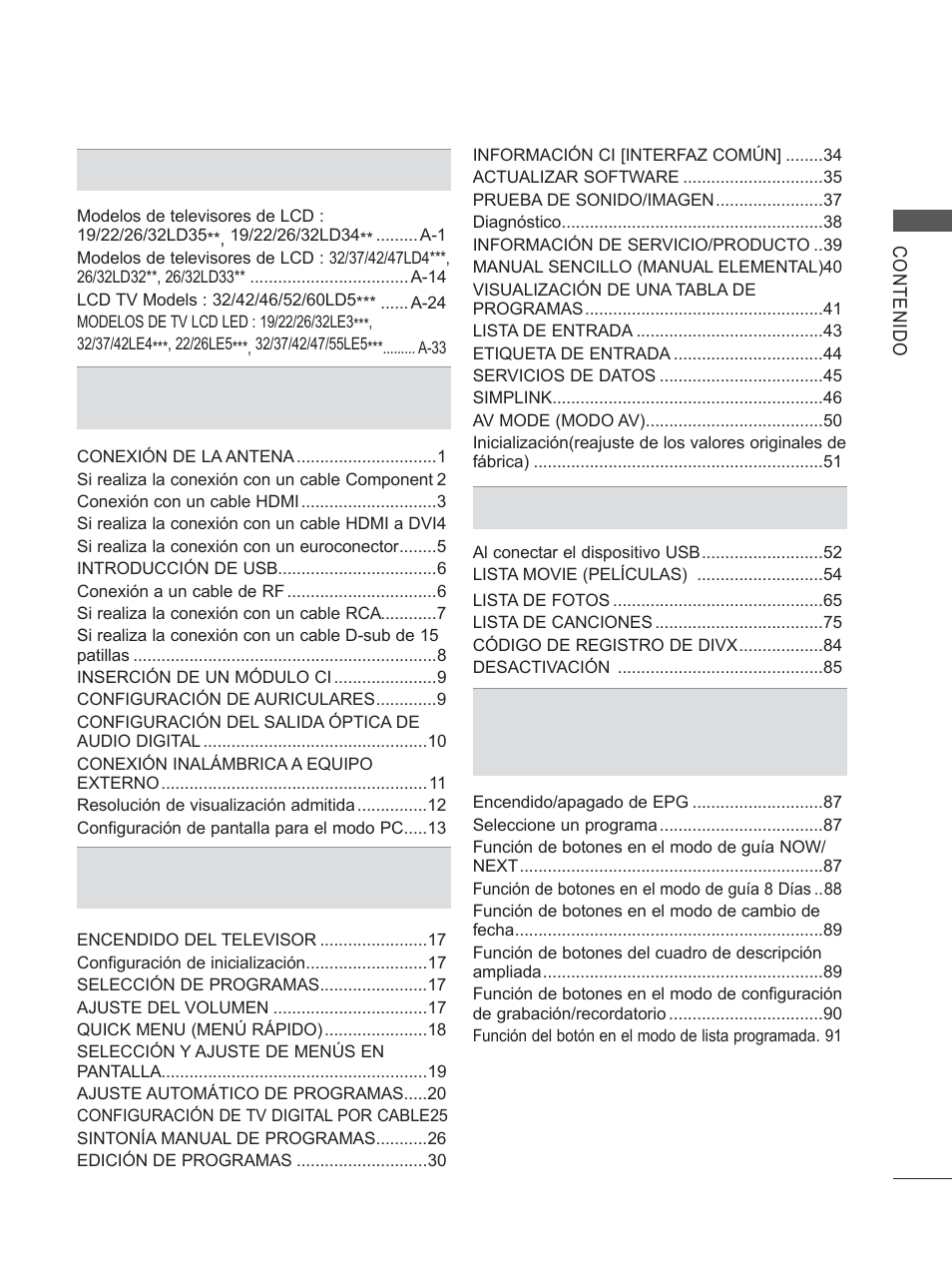 LG 22LD350C Manual del usuario | Página 3 / 206
