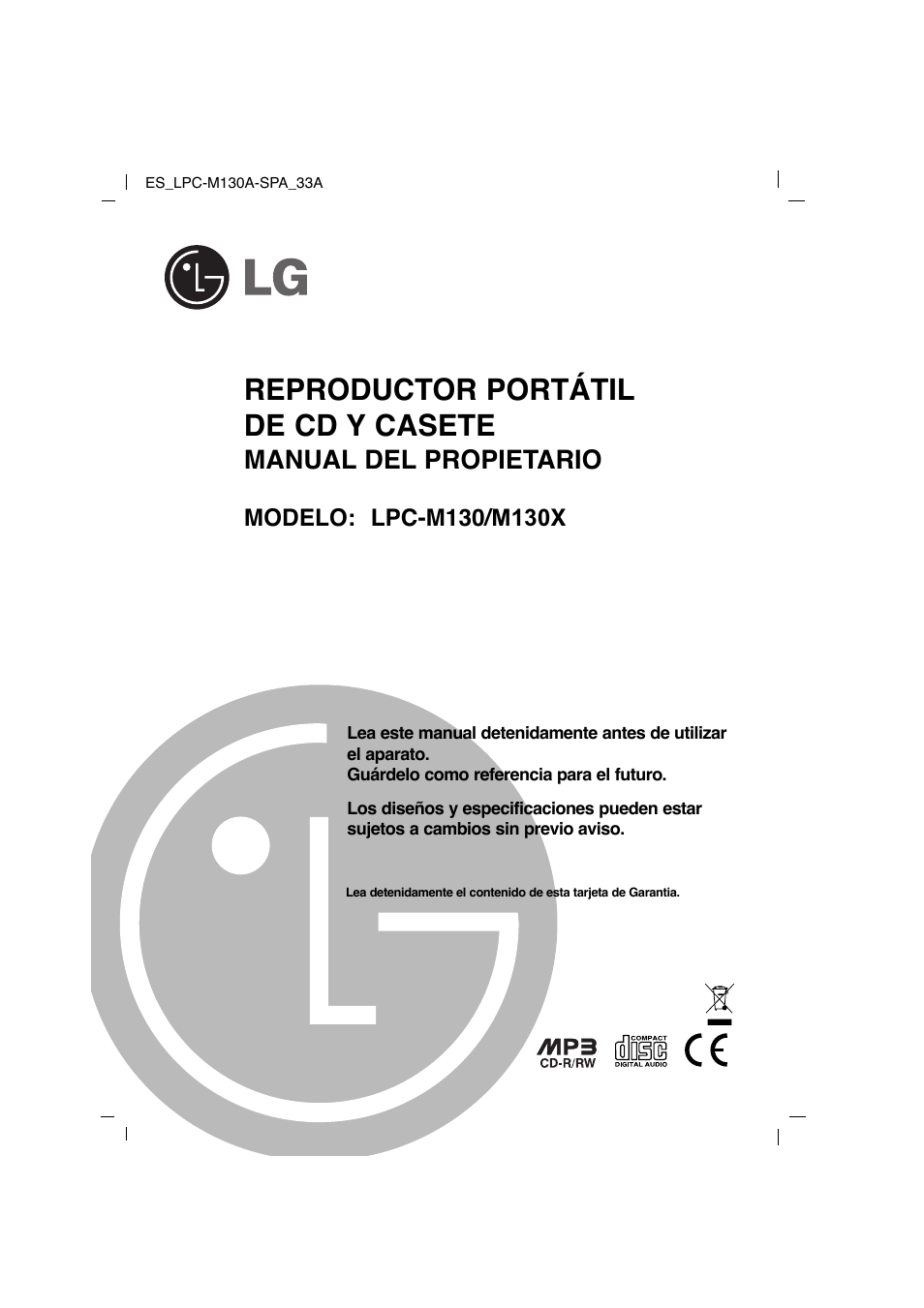 LG LPC-M130 Manual del usuario | Páginas: 12