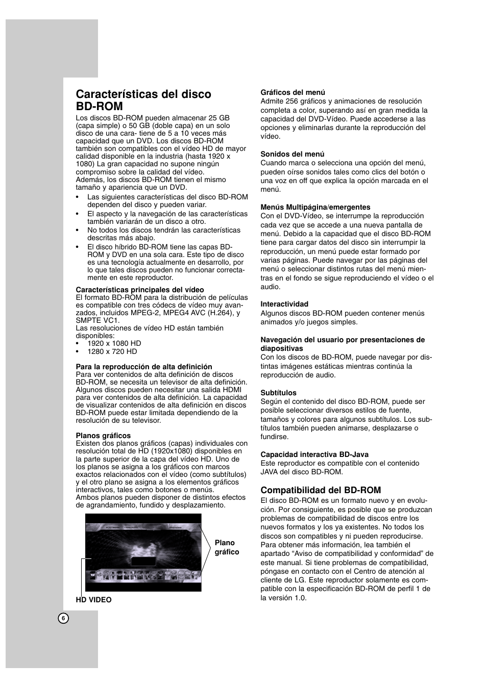 Características del disco bd-rom | LG BH100 Manual del usuario | Página 6 / 30