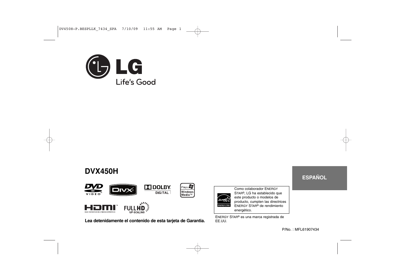 LG DVX450H Manual del usuario | Páginas: 15