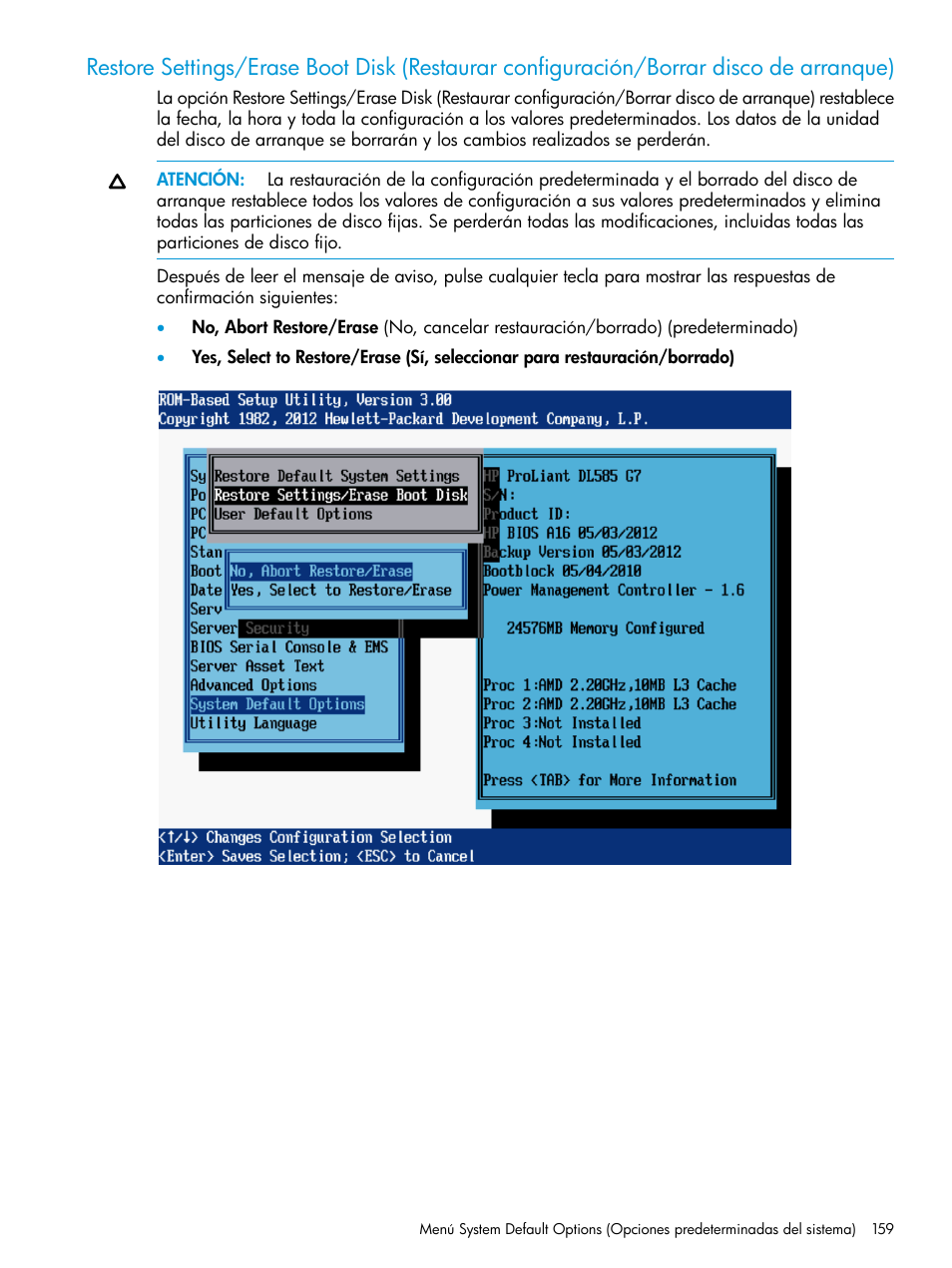 HP ROM-Based Setup Utility (Guía de usuario) Manual del usuario | Página 159 / 229