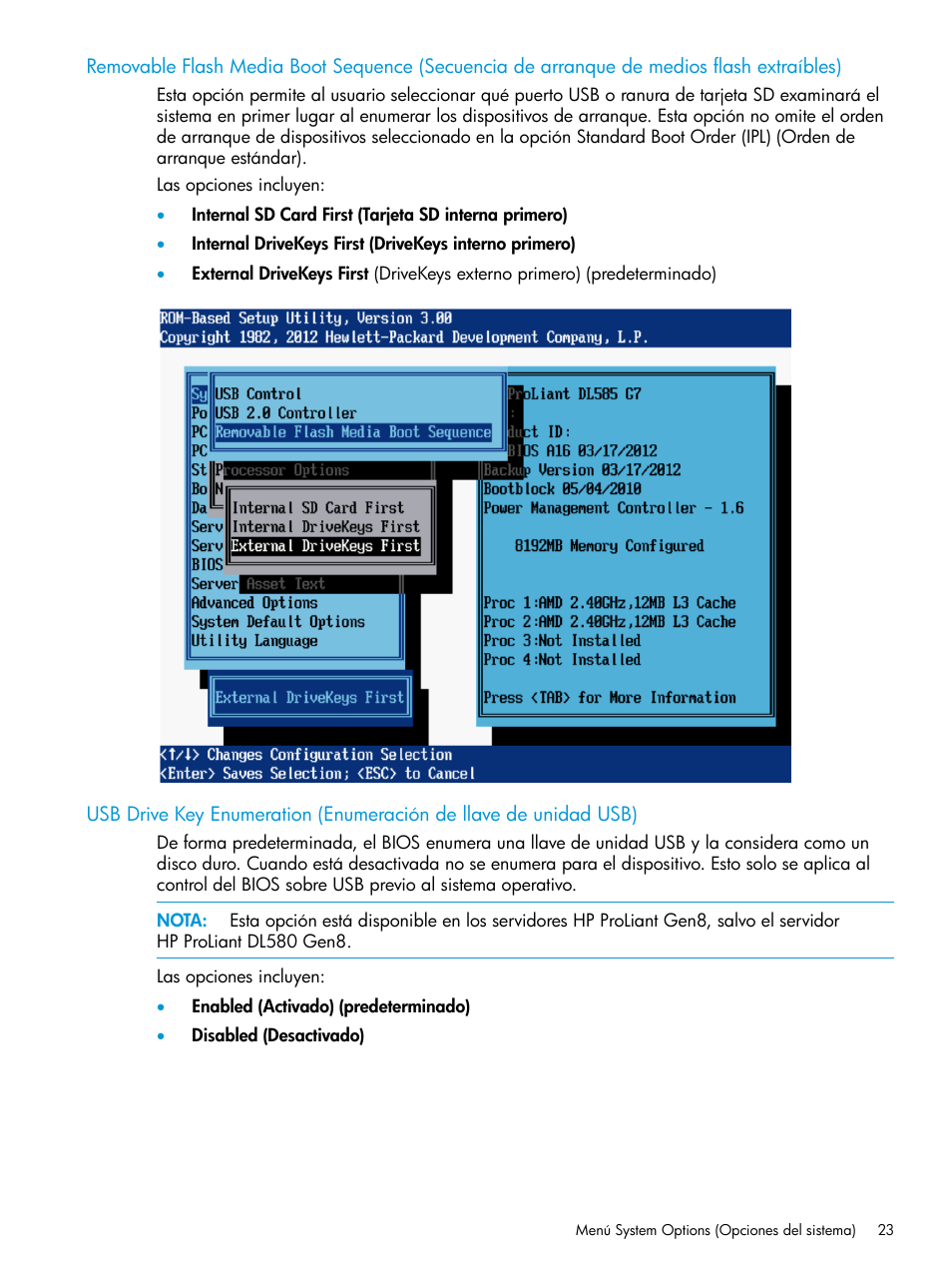 HP ROM-Based Setup Utility (Guía de usuario) Manual del usuario | Página 23 / 229