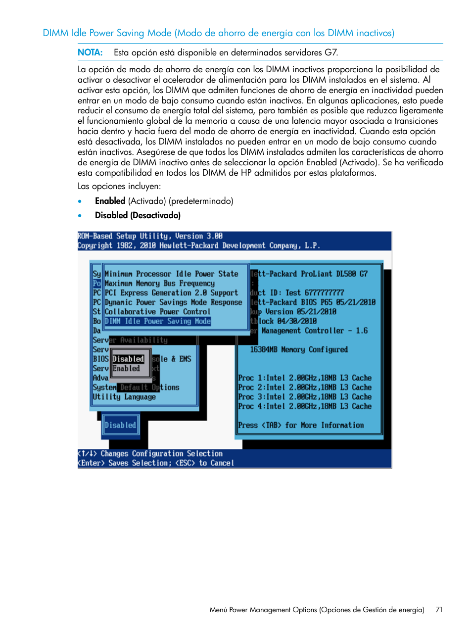 HP ROM-Based Setup Utility (Guía de usuario) Manual del usuario | Página 71 / 229