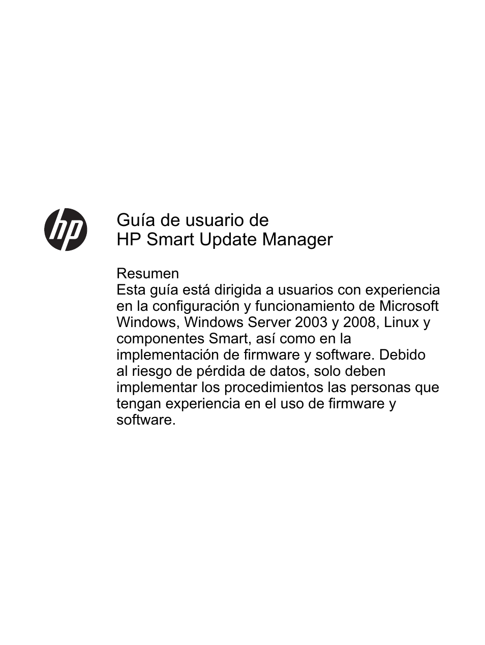HP Smart Update Manager Manual del usuario | Páginas: 102