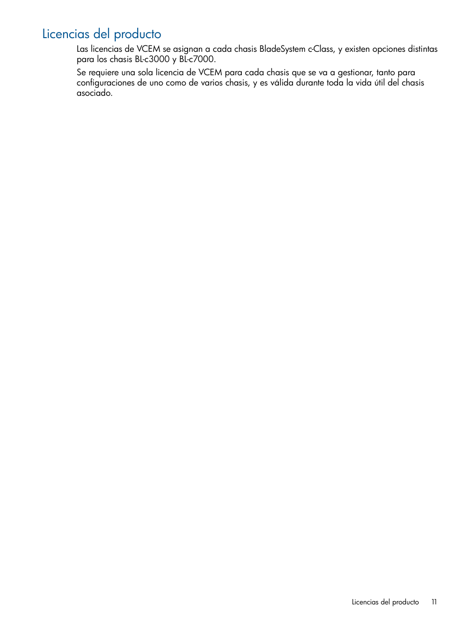 Licencias del producto | HP Software HP Virtual Connect Enterprise Manager Manual del usuario | Página 11 / 168