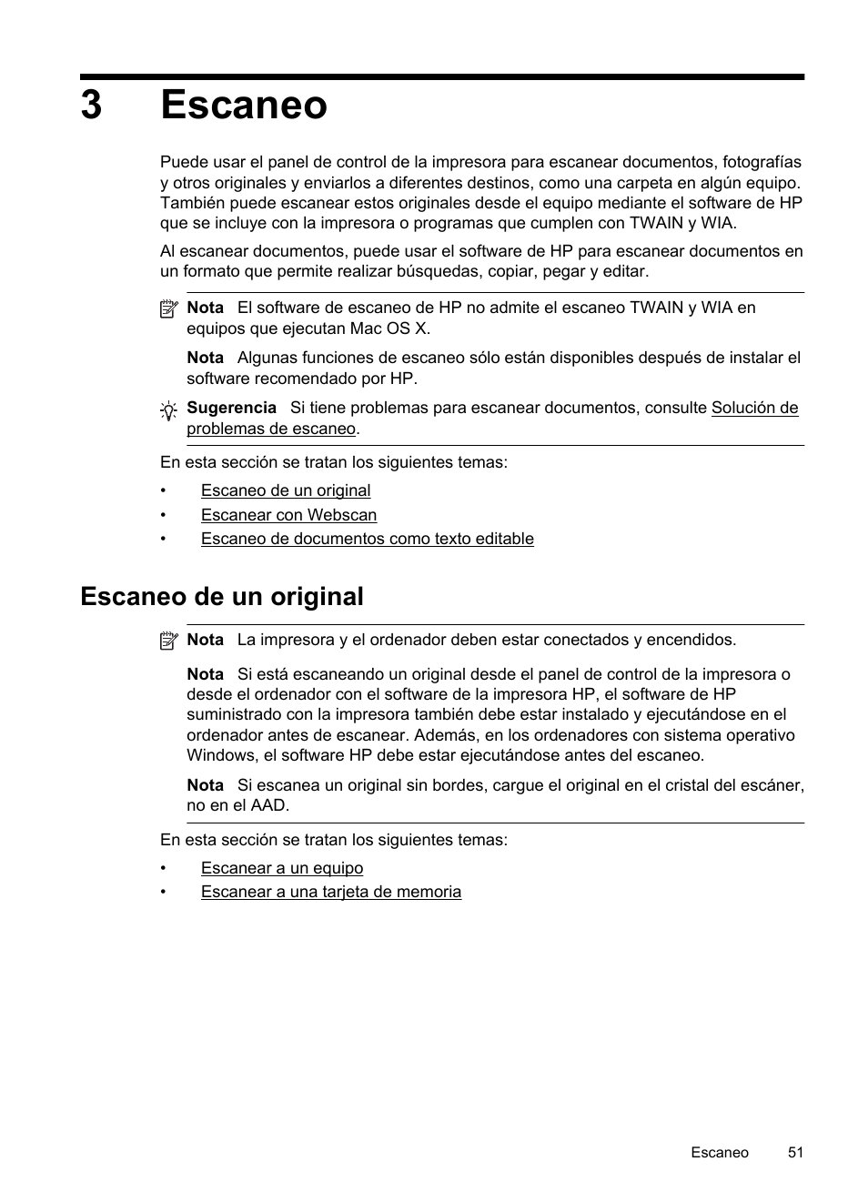Escaneo, Escaneo de un original, 3escaneo | HP Officejet Pro 8600 Manual del usuario | Página 55 / 276