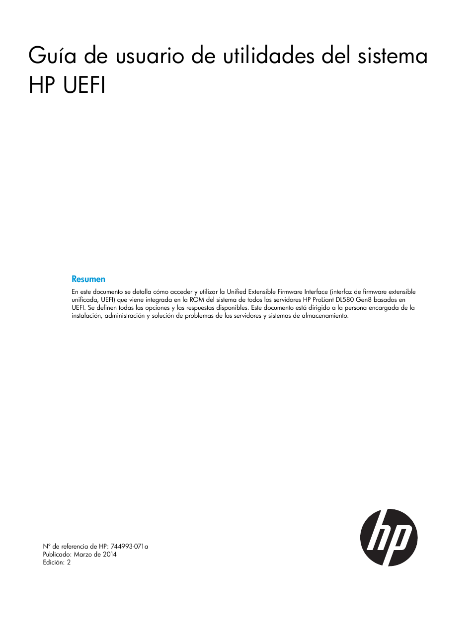 HP UEFI Manual del usuario | Páginas: 159