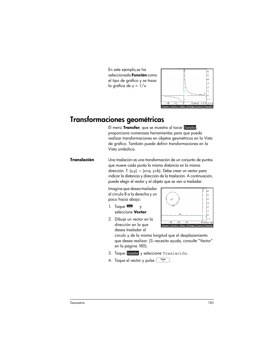 Transformaciones geométricas | HP Calculadora gráfica HP Prime Manual del usuario | Página 187 / 676