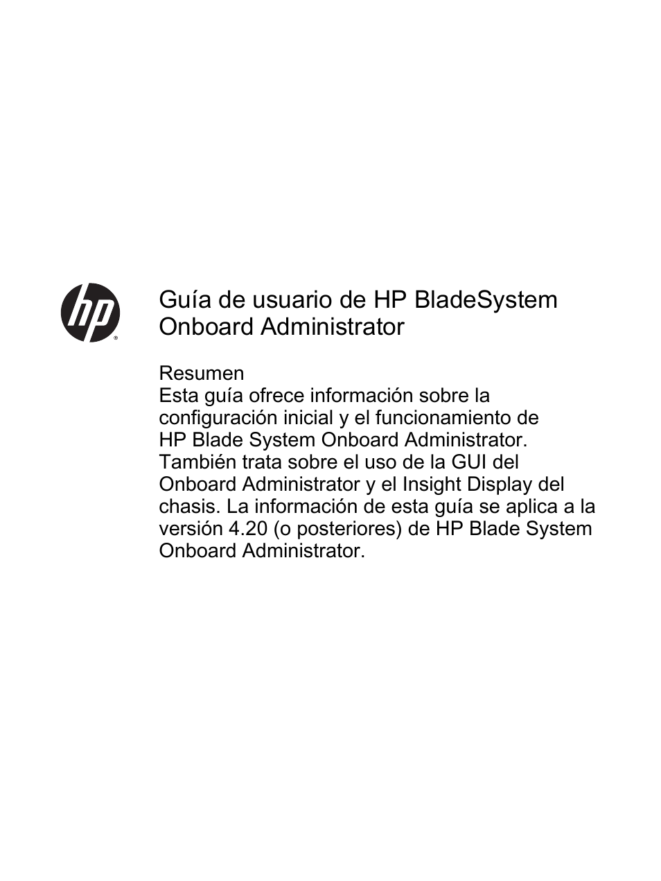 HP Onboard Administrator Manual del usuario | Páginas: 404