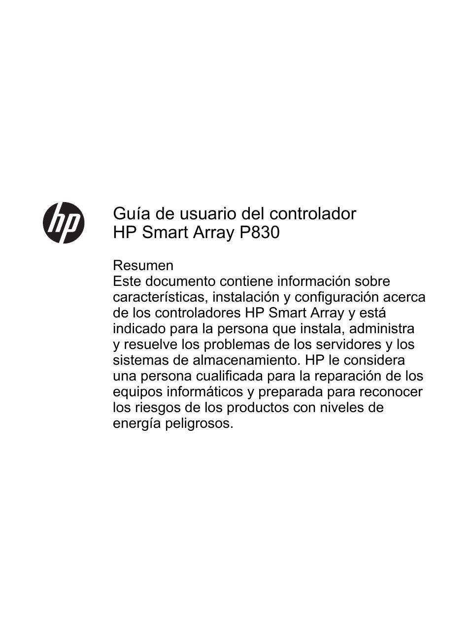 HP Controladora HP Smart Array P830 Manual del usuario | Páginas: 45