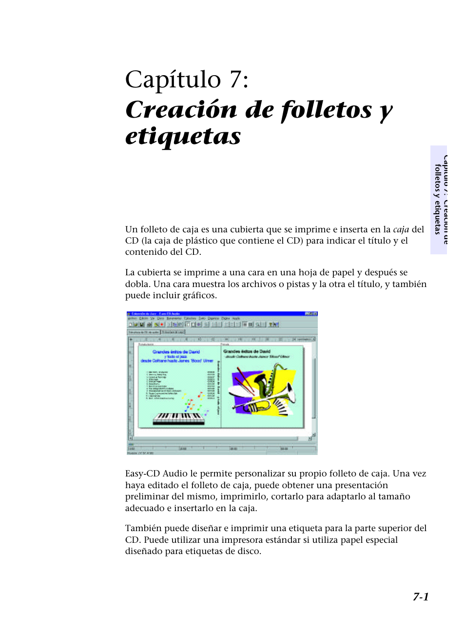 Capítulo 7: creación de folletos y, Capítulo 7: creación de folletos y etiquetas | HP Unidad Interna HP CD-Writer Plus 7200i Manual del usuario | Página 63 / 218