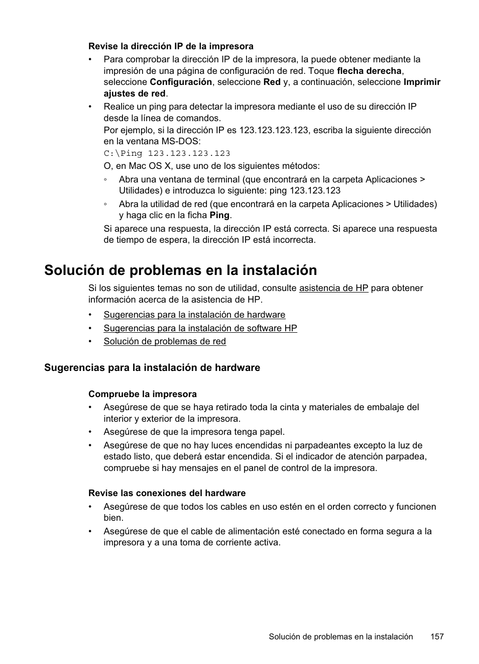Solución de problemas en la instalación, Sugerencias para la instalación de hardware | HP Officejet Pro 8500A Manual del usuario | Página 161 / 264