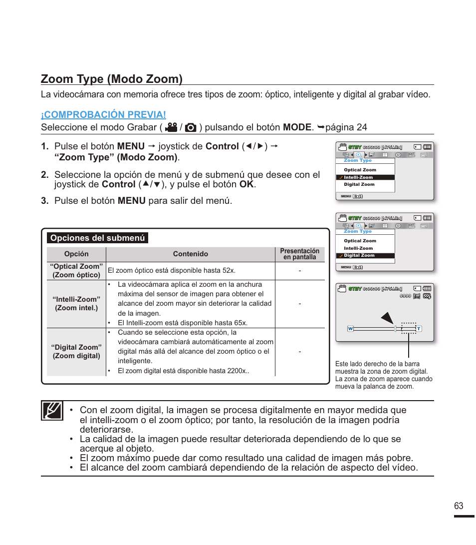 Zoom type (modo zoom), Rrp7\sh 0rgr=rrp, 2sflrqhvghovxephq | Samsung SMX-K40BP Manual del usuario | Página 73 / 129