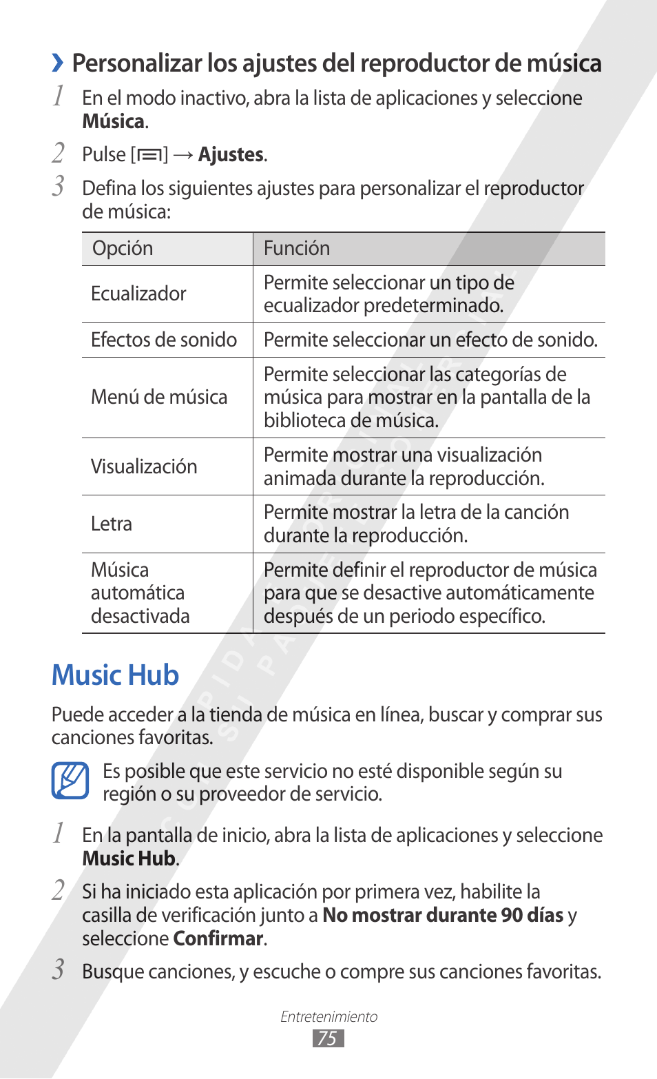 Music hub, Personalizar los ajustes del reproductor de música | Samsung GT-I9100-M16 Manual del usuario | Página 75 / 165
