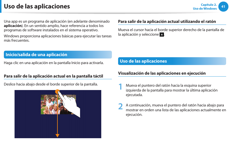 Uso de las aplicaciones | Samsung NP905S3GI Manual del usuario | Página 41 / 151