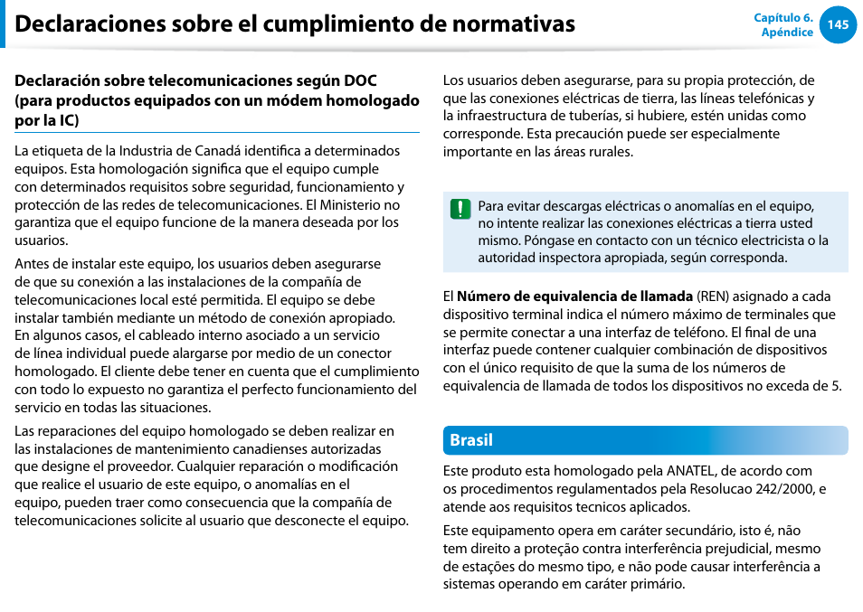 Declaraciones sobre el cumplimiento de normativas | Samsung NP700Z5AH Manual del usuario | Página 146 / 162