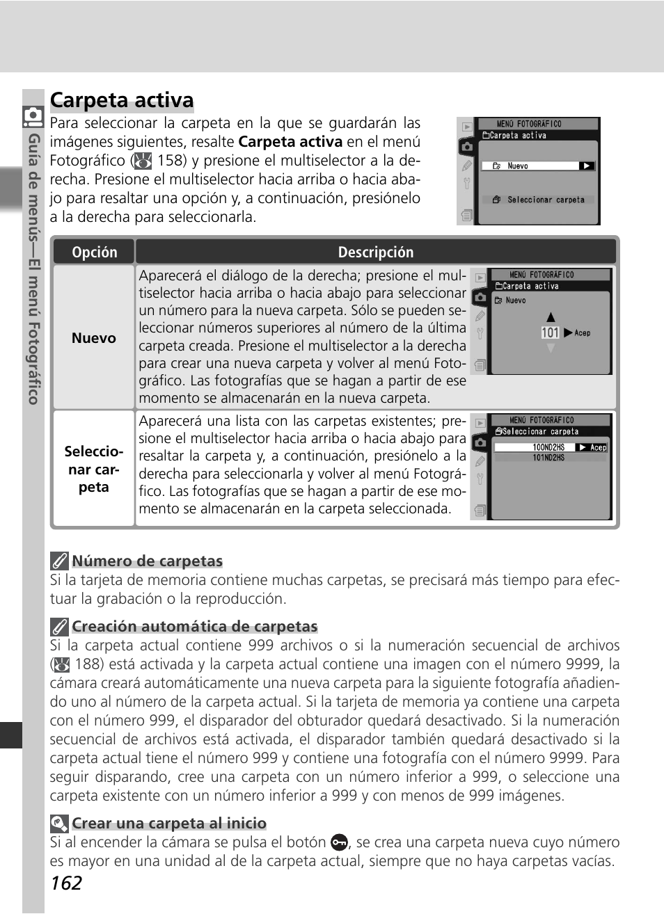 Carpeta activa | Nikon D2HS Manual del usuario | Página 176 / 271