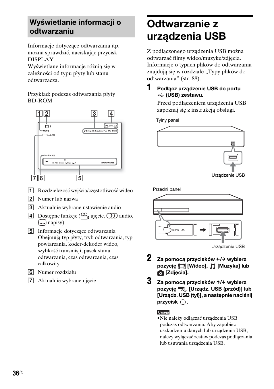 Wyświetlanie informacji o odtwarzaniu, Odtwarzanie z urządzenia usb | Sony BDV-IZ1000W Manual del usuario | Página 222 / 371